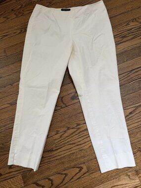 Lafayette 148 White Stretch Cotton Crop Ankle Pants Size 12